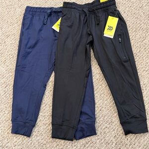 2pr All in Motion Boys Black and Navy Athletic Joggers XS 4-5 Moisture Wicking